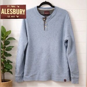🩵👉Men’s Alesbury XL Blue Long Sleeve Henley Shirt Casual Waffle Knit